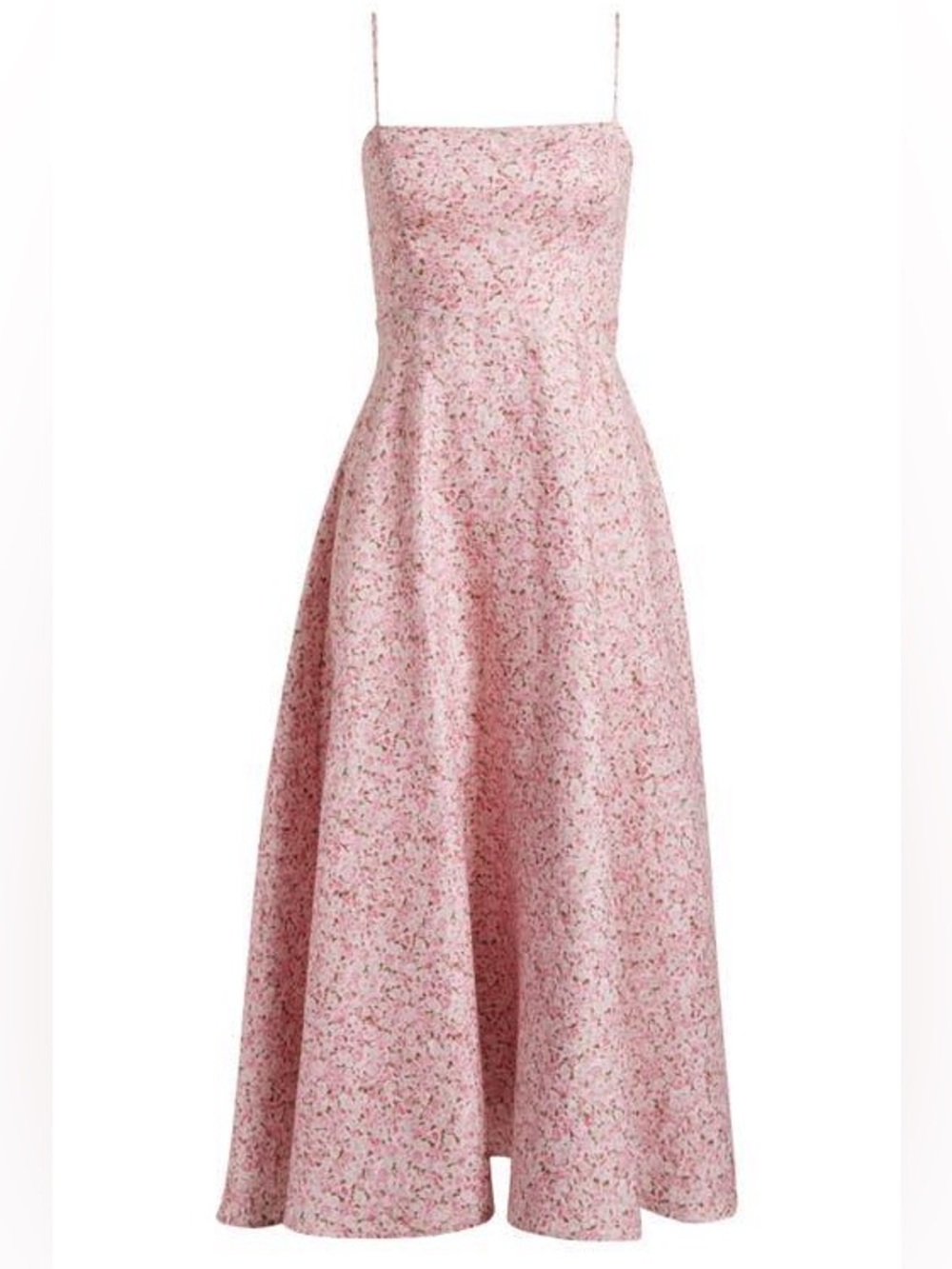 Reformation Pink Floral Print Midi Dress (Monette) - Color Rosin